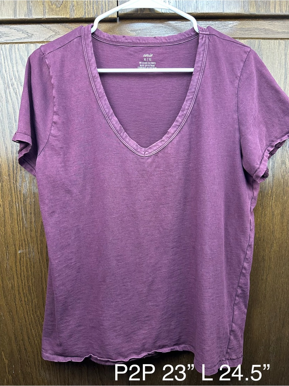 aerie Plum V-Neck Short Sleeve Tee